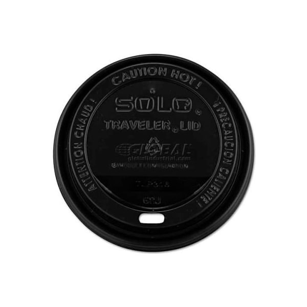 SOLO Traveler Drink-Thru Lids, 10-24 Oz. Cups, Black